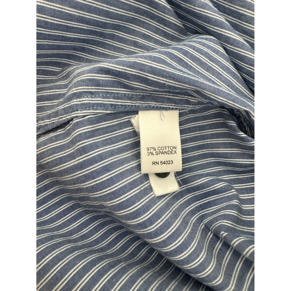 Banana Republic Mens Blue White Striped Long Sleeve Button Down Shirt Medium 15